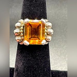 LAGOS Caviar Glacier 18K and sterling citrine ring